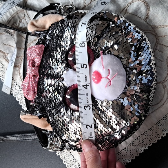 Cute Ty Kitty Cat Flip sequin purse - Picture 9 of 11